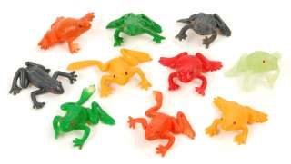 PLASTIC FROGS 10 Lot Craft Charm Animal Toy Party Favor  