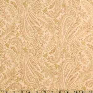  44 Wide Kashmir Paisley Metallic Tonal Tan Fabric By The 