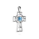 Jewels For Me Marquise Cut 14K White Gold Blue Topaz Cross Pendant