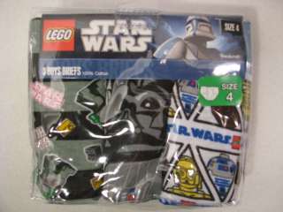 Lego Star Wars Mini Figures 3 Pack Underwear Briefs Size 4  