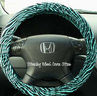 Car Steering Wheel Cover Teal Aqua Zebra Print NEW  