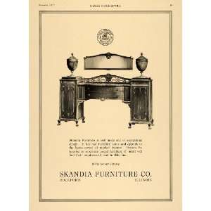  1917 Ad Skandia Furniture Wooden Mirrored Cabinet Vases 