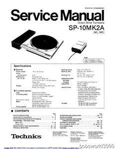 Technics SP 10MKIIA Turntable Service Manual PDF format  