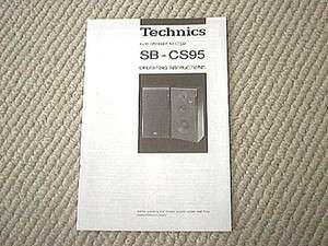 Technics SB CS95 speaker owners manual  