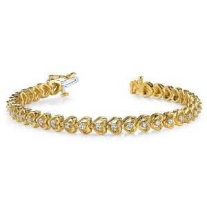 14k Yellow Gold, Floating Diamond Heart Bracelet, 1.15 ct. (Color HI 