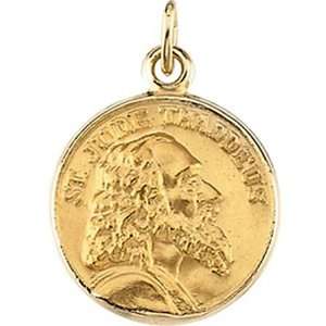  14K Yellow Gold St. Jude Thaddeus Pendant Medal 19.5mm 