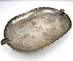   Hand Stamped Sterling Silver Decorative Whirling Log Ash Tray  G BIX