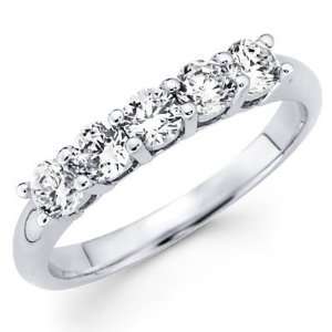    Classic 5 Diamond Prong Wedding Band in 14K White Gold Jewelry