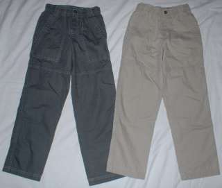 Lands End climber Pants BOYs 8 gray khaki tan bottoms cotton 2 pair 