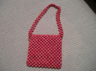 VNTG.PINK BEADED PURSEMADEinJAPAN~Shabby~Cottage~Chic  