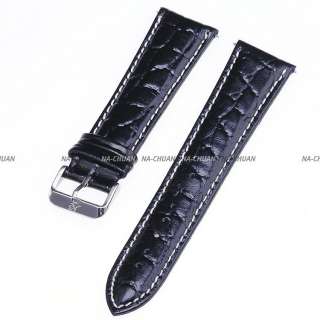   Genuine Leather 20 22 24 mm Watch Band Strap + Pin Black Brown  