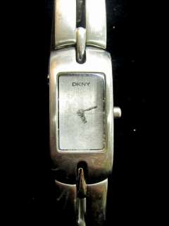   Signed DKNY Rectangular face Stainless Steel Ladies Watch  