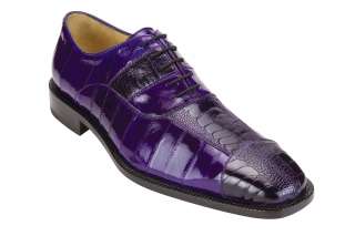 Belvedere Mens Mare Genuine Ostrich/Eel Oxford Dress Shoes Purple 2P7 