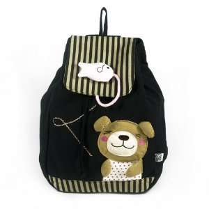   Bear & Fish] 100% Cotton Fabric Art School Backpack / Outdoor Backpack