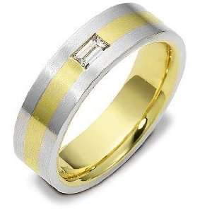 Platinum 1 Diamond and 18 Karat Gold Comfort Fit Wedding Band Ring   5 