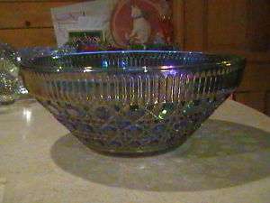 Indiana Glass Windsor Carnival Blue Serving Bowl 10 1/2  
