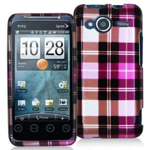  HTC EVO SHIFT 4G PINK BROWN PLAID CASE Cell Phones 