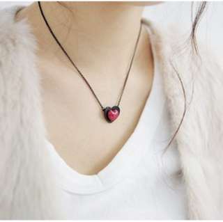 Fashion Cute Red Double Heart Pendant Chain Necklace  