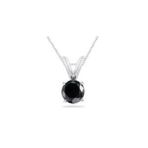   55) Cts Black Diamond Solitaire Pendant in 14K White Gold Jewelry