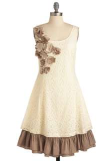   , Ruffles, A line, Sleeveless, Party, Brown, Wedding, Spring, White