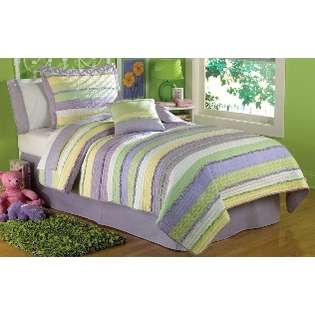   Ruffle Purple Full / Queen Quilt with 2 Pillow Shams 
