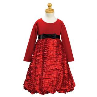 Lito Black Velvet Red Taffeta Flower Girl Christmas Dress 2T at  