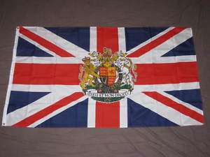 UNION JACK CREST FLAG 3x5 BRITISH CORONATION UK F398  