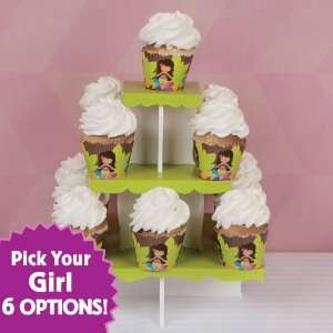   Stand & 13 Cupcake Wrappers   Birthday Party Do It Yourself Toys