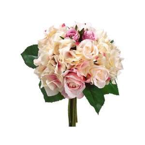  Faux 11 Rose/Hydrangea Bouquet Fuchsia Pink (Pack of 6 