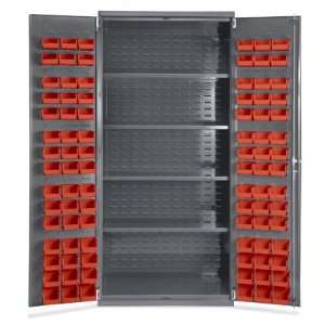  36 x 24 x 78 Bin Storage Cabinet with Shelves   90 Red 