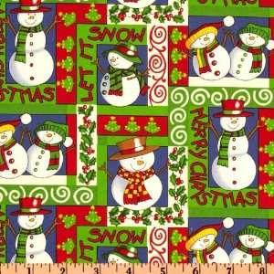  44 Wide Seasons Greetings Snowman Patchwork Multi Fabric 