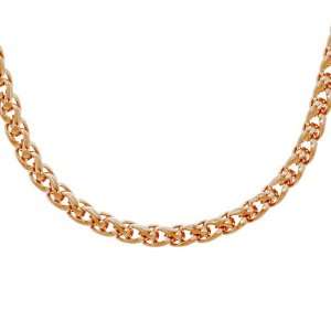   Steel 5mm Spiga Chain Rose Gold Plated Necklace, 24 Jewelry