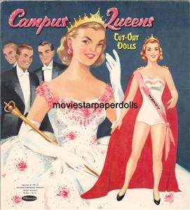 VINTAGE CAMPUS QUEENS PAPER DOLL LASER REPRO FREE SH W2  