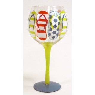 Hand Painted Flip Flop Wine Glass, Holds 18 Oz