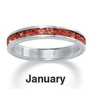   Birthstone Sterling Silver Eternity Band  January  Simulated Garnet