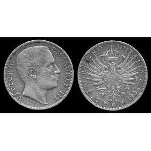 Rare 1906 R Italian Silver 2 Lire    VF/XF Condition    Only 970,000 