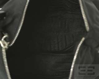 Prada Black Tessuto Nylon & Brushed Leather Topstitched Shoulder Bag 