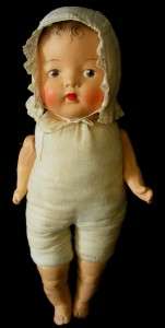 ADORABLE Antique Baby Doll w/ Lace Baby Bonnet & Underclothes 