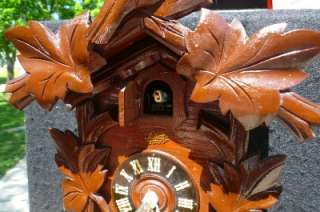 Antique Schatz Black Forest 8 Day German Cuckoo Clock Serviced Runs 