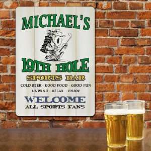  19th Hole Sports Bar Personalized Wall Sign