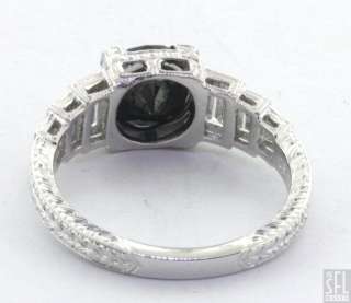 PLATINUM ELEGANT 2.18CT BLACK DIAMOND WEDDING/ENGAGEMENT RING SIZE 6.5 