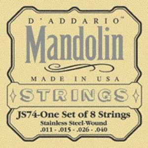  DAddario Mandolin Stainless Steel Medium, JS74 Musical 