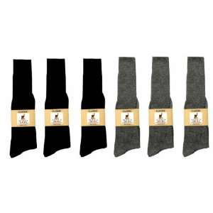  ALPACA CLASSIC SOCKS   6 PACK   LARGE   BLACK & GRAY 