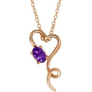    0.45 Ct Oval Purple Amethyst 14k Rose Gold Pendant Jewelry