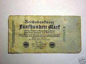 Fünfhundert Mark Reichsbanknote vom 7. Juli 1922  