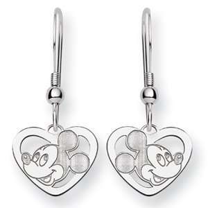  Mickey Heart Wire Earrings   Sterling Silver Jewelry