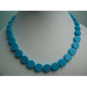   17 Exquisite 12mm Blue Button Turquoise Necklace