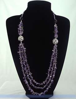 30 3 Strands Amethyst Agate Freshwater Pearl Necklace  
