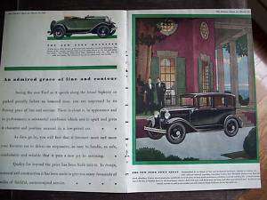 1930 Green Ford Roadster Town Sedan Car Two Page Ad  