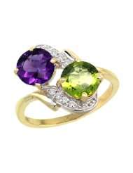 10k Gold ( 7 mm ) Double Stone Engagement Amethyst & Peridot Ring w/ 0 